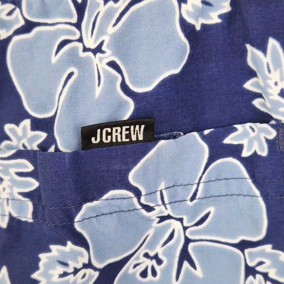 J.Crew Men's Tropical Board Shorts Large Blue Gray Hibiscus Flower Hawaiian - Picture 4 of 9